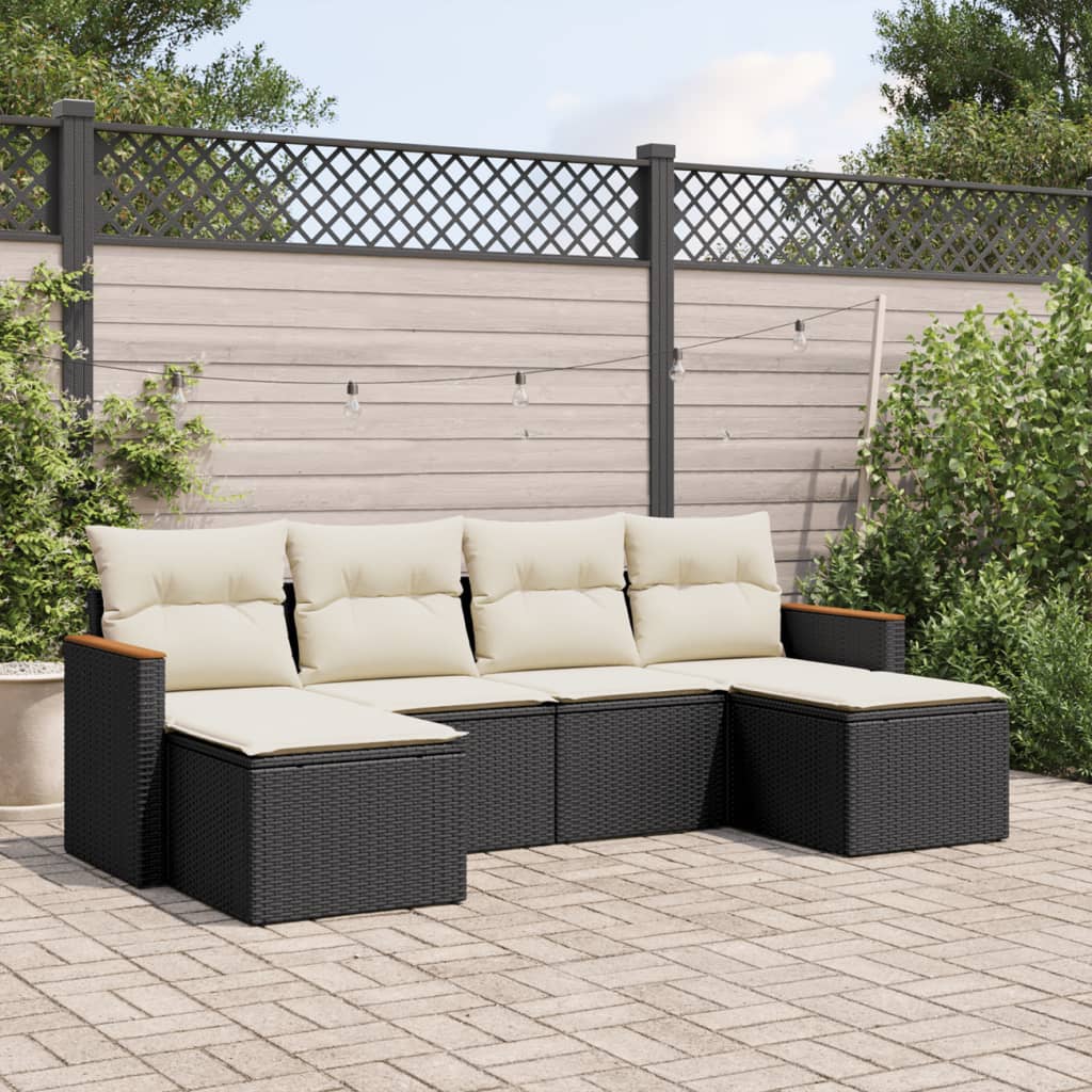 Set Mobilier De Grădină Cu Perne, 6 Piese, , Poliratan