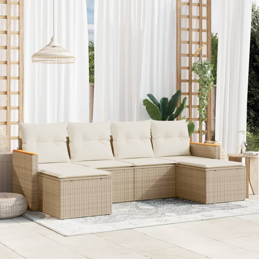 Set Mobilier De Grădină Cu Perne, 6 Piese, , Poliratan