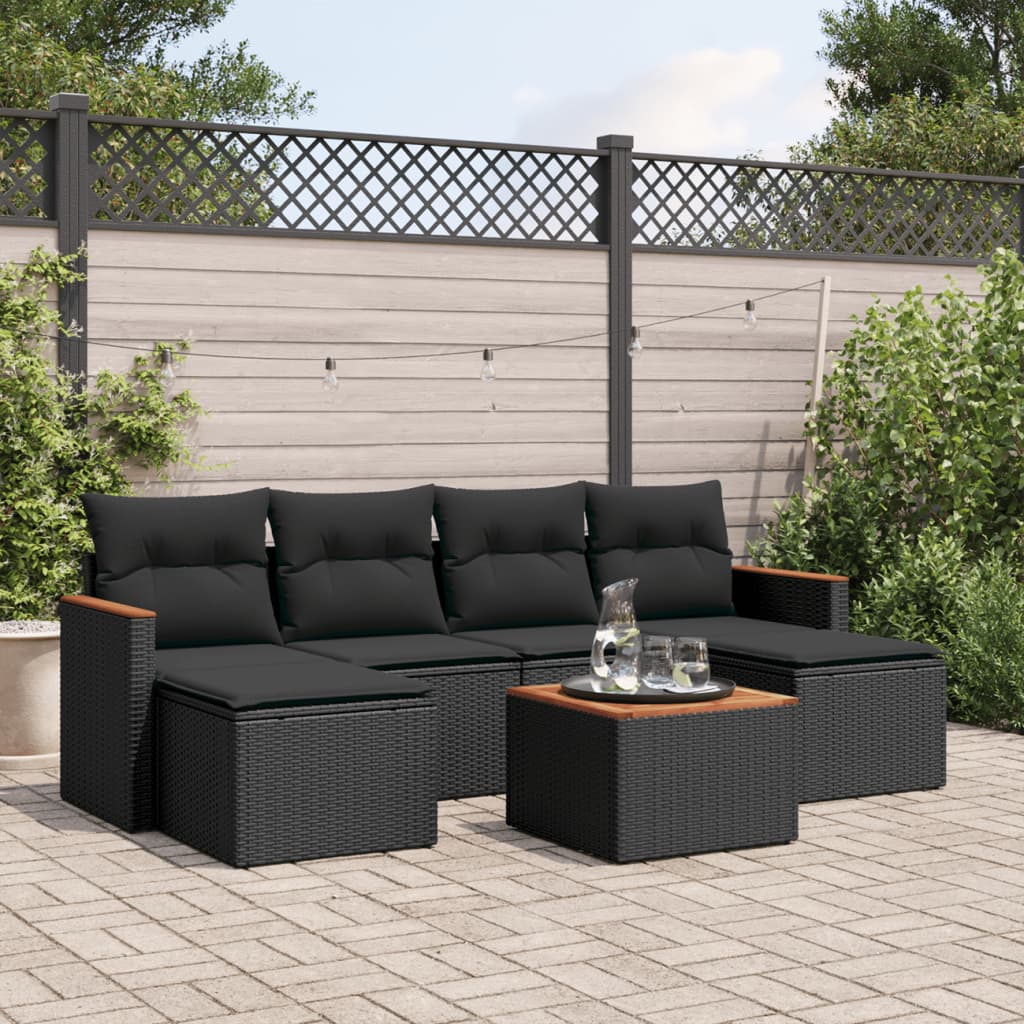 Set Mobilier De Grădină Cu Perne, 6 Piese, , Poliratan