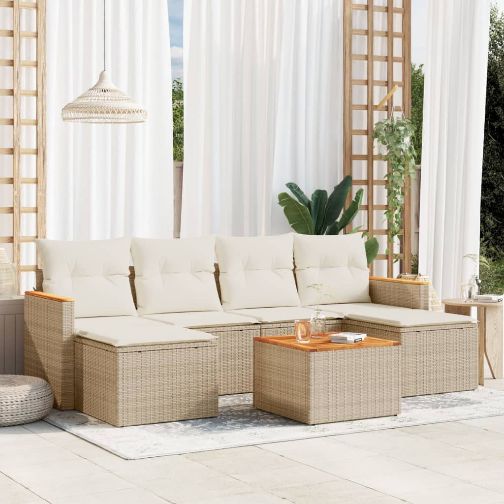 Set Mobilier De Grădină Cu Perne, 6 Piese, , Poliratan