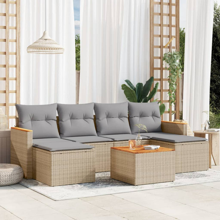Set Mobilier De Grădină Cu Perne, 6 Piese, , Poliratan