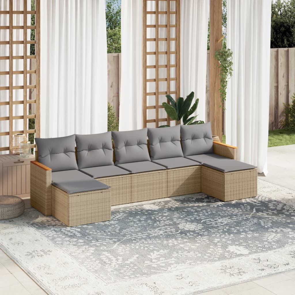 Set Canapele De Grădină, 7 Piese, Cu Perne, , Poliratan