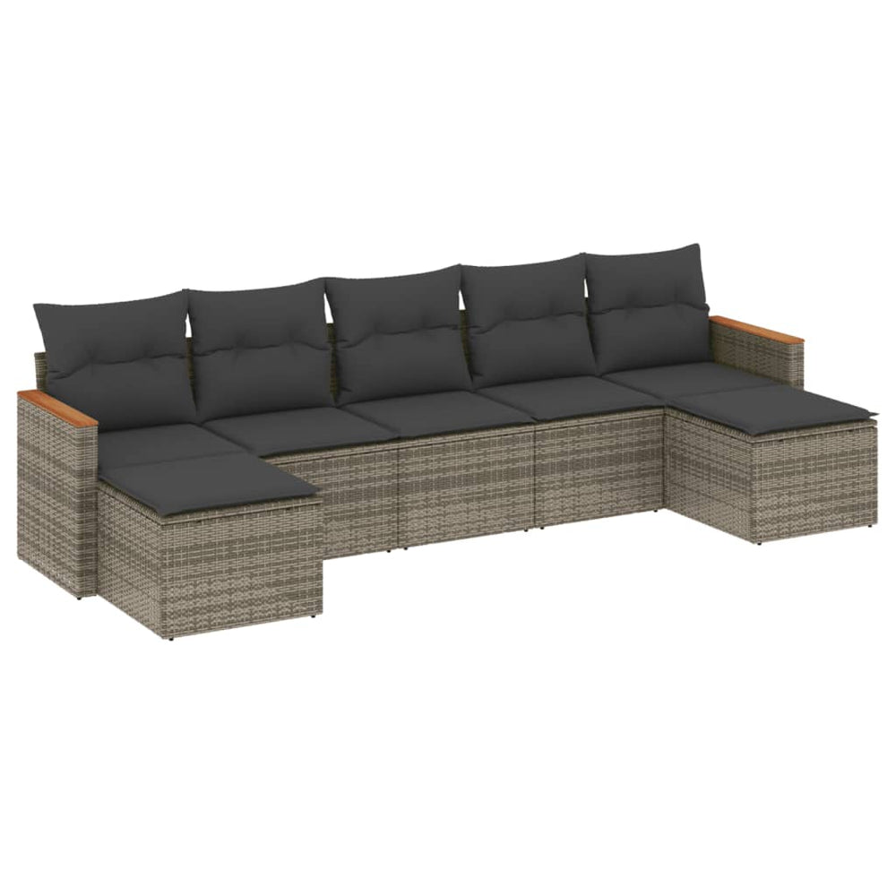 Set Canapele De Grădină, 7 Piese, Cu Perne, , Poliratan