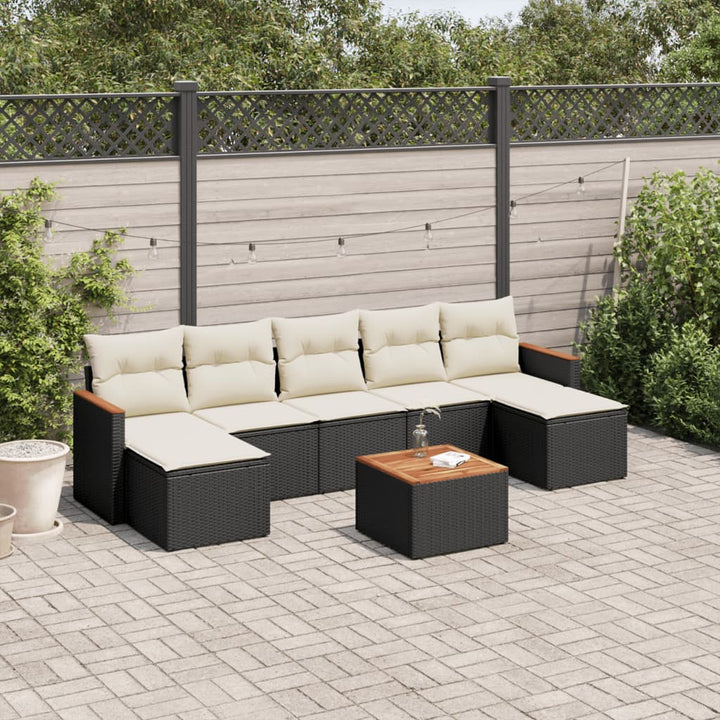 Set Canapele De Grădină, 7 Piese, Cu Perne, , Poliratan
