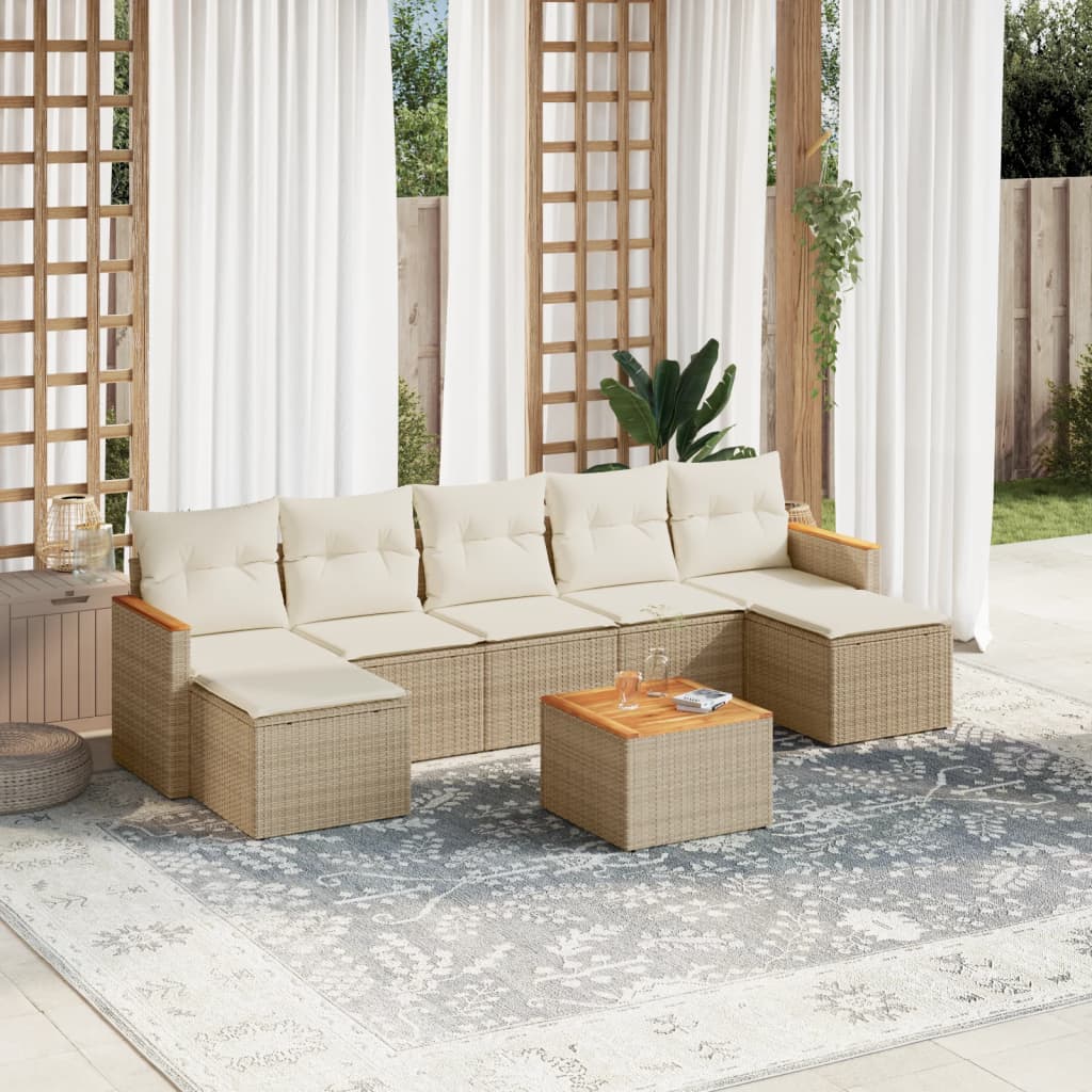 Set Canapele De Grădină, 7 Piese, Cu Perne, , Poliratan