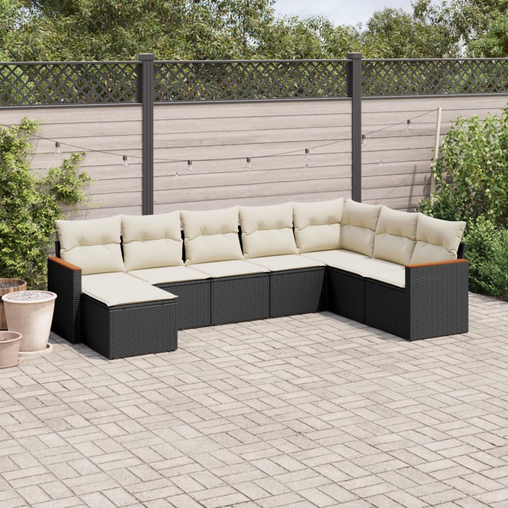 Set Canapele De Grădină Cu Perne, 8 Piese, , Poliratan