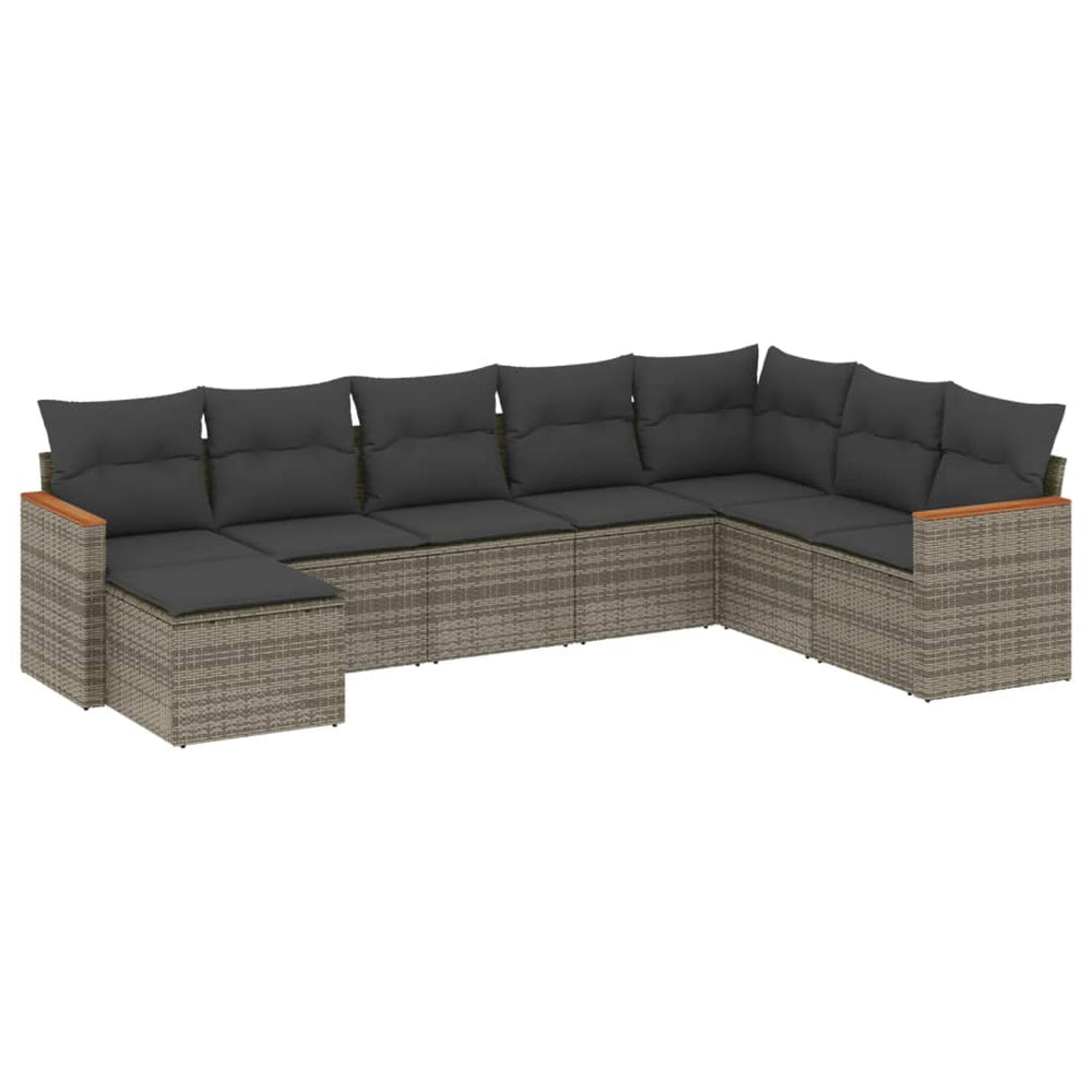 Set Canapele De Grădină Cu Perne, 8 Piese, , Poliratan