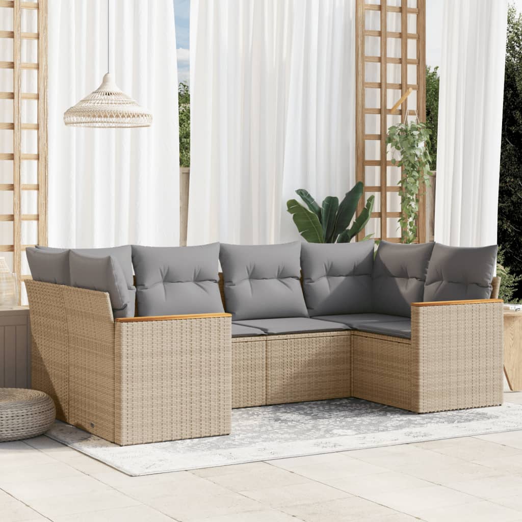 Set Canapele De Grădină Cu Perne, 6 Piese, , Poliratan