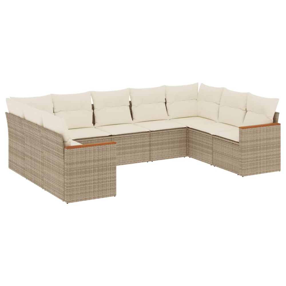 Set Canapele De Grădină, 9 Piese, Cu Perne, , Poliratan