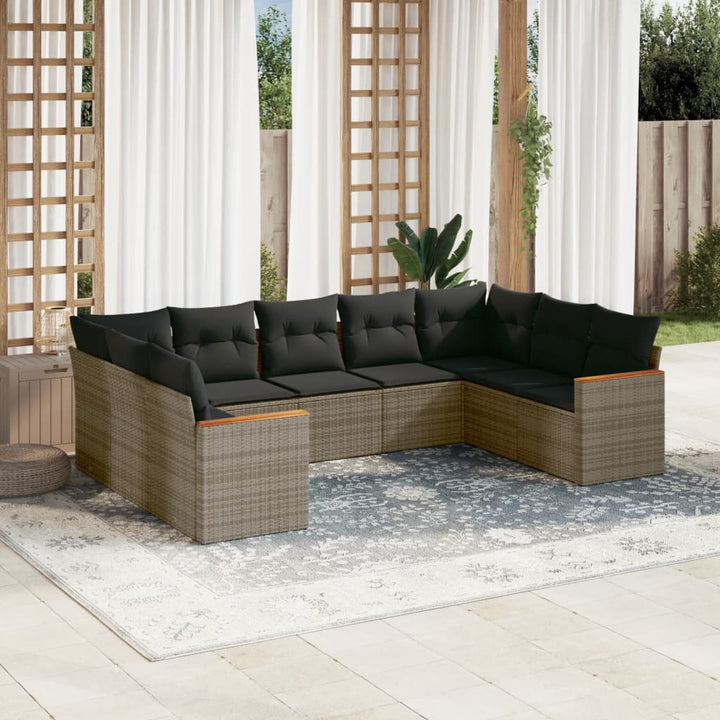 Set Canapele De Grădină, 9 Piese, Cu Perne, , Poliratan