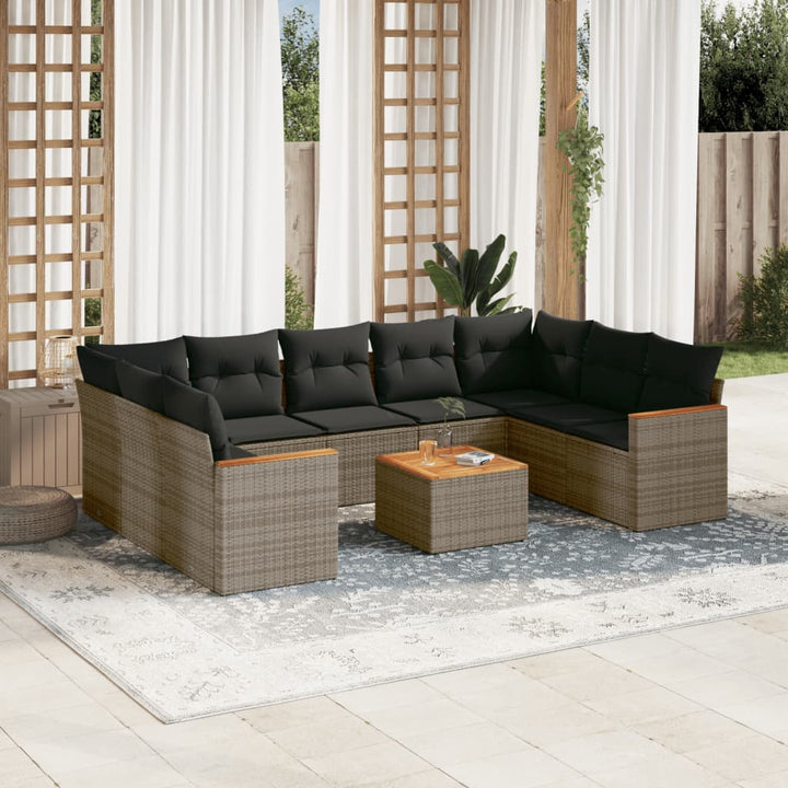 Set Canapele De Grădină, 9 Piese, Cu Perne, , Poliratan