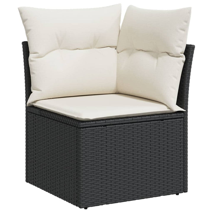 Set Canapele De Grădină Cu Perne, 10 Piese, Negru, Poliratan