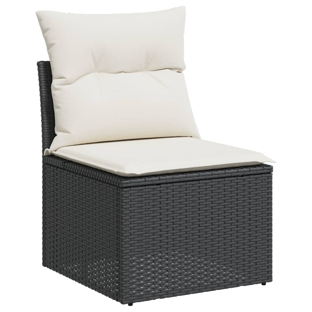 Set Canapele De Grădină Cu Perne, 10 Piese, Negru, Poliratan