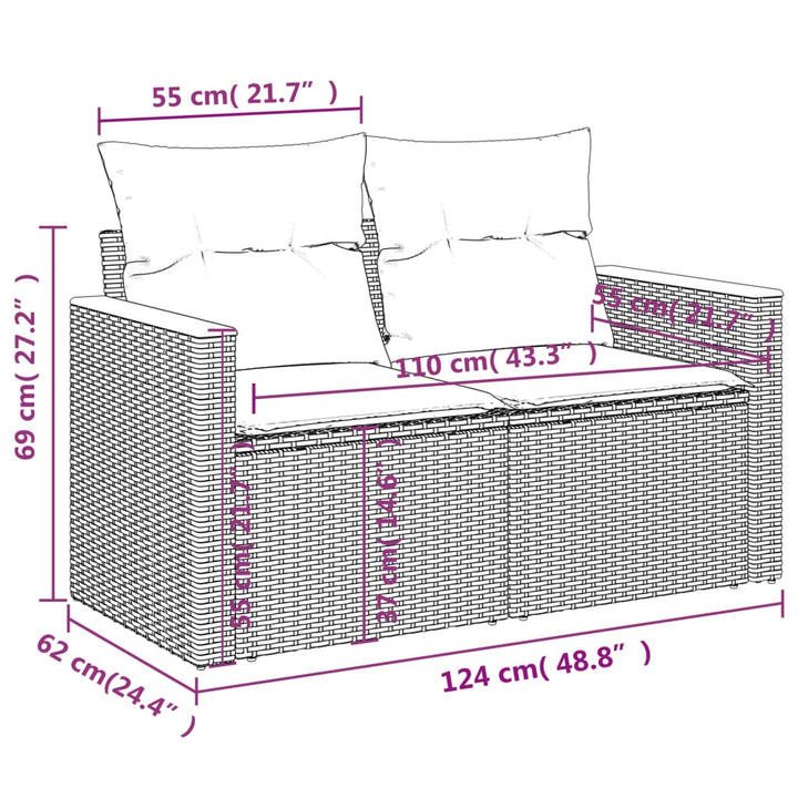 Set Canapele De Grădină Cu Perne, 10 Piese, , Poliratan