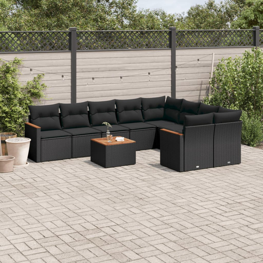 Set Canapele De Grădină Cu Perne, 10 Piese, , Poliratan