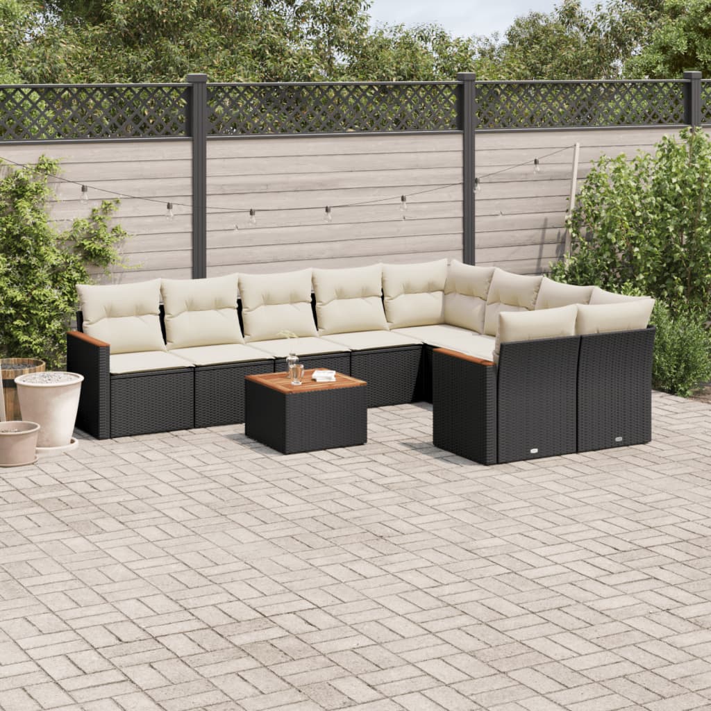 Set Canapele De Grădină Cu Perne, 10 Piese, , Poliratan