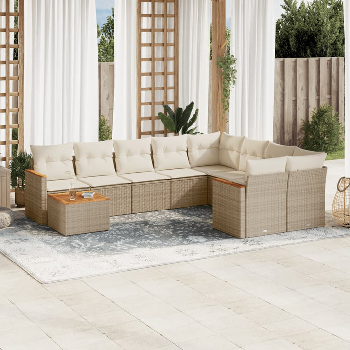 Set Mobilier De Grădină Cu Perne, 10 Piese, , Poliratan