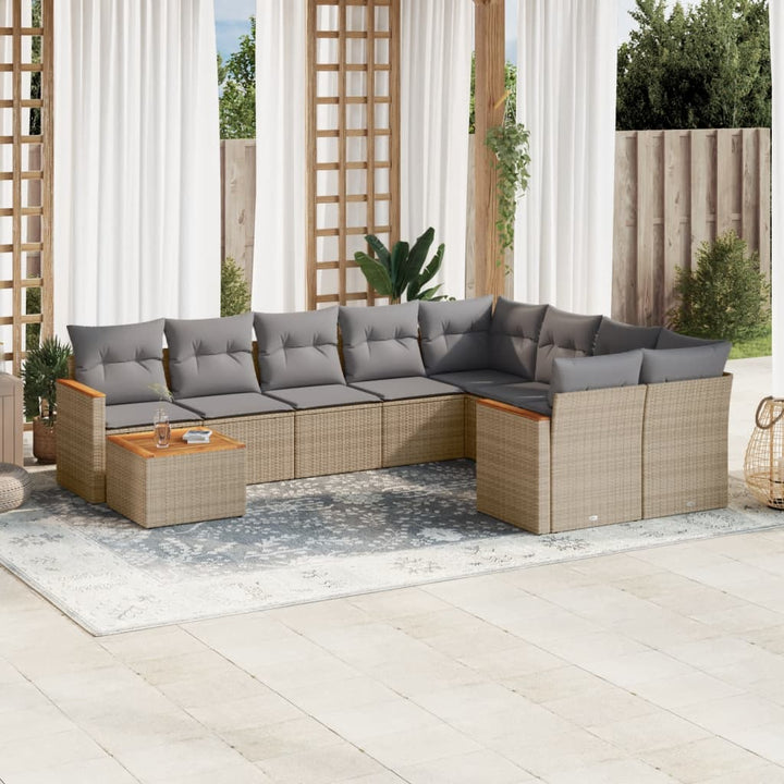 Set Mobilier De Grădină Cu Perne, 10 Piese, , Poliratan