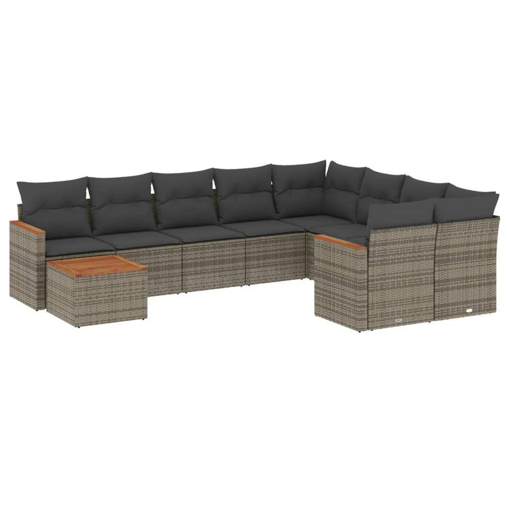 Set Mobilier De Grădină Cu Perne, 10 Piese, , Poliratan