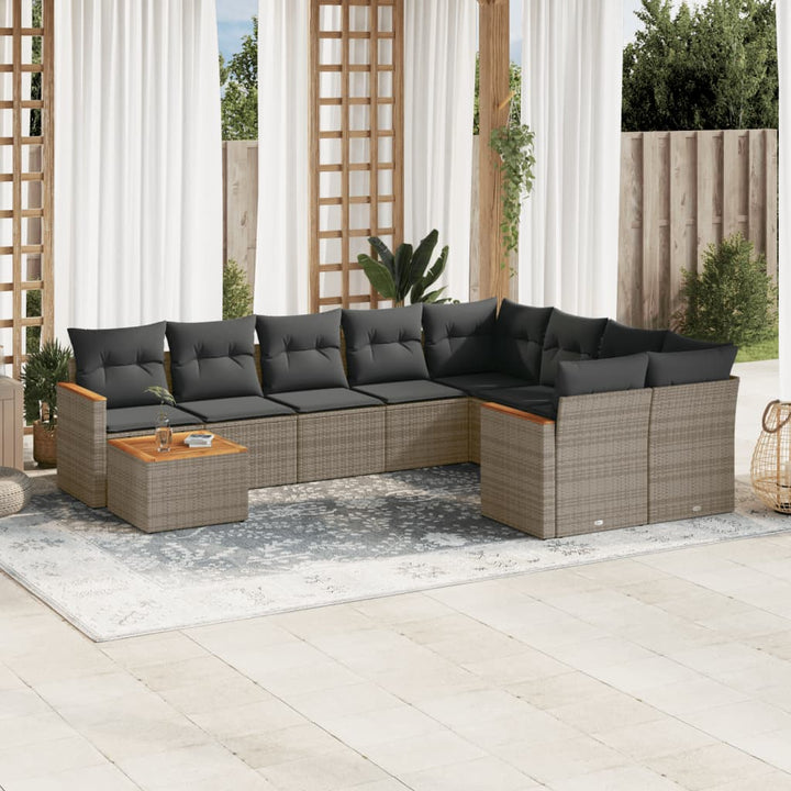 Set Mobilier De Grădină Cu Perne, 10 Piese, , Poliratan