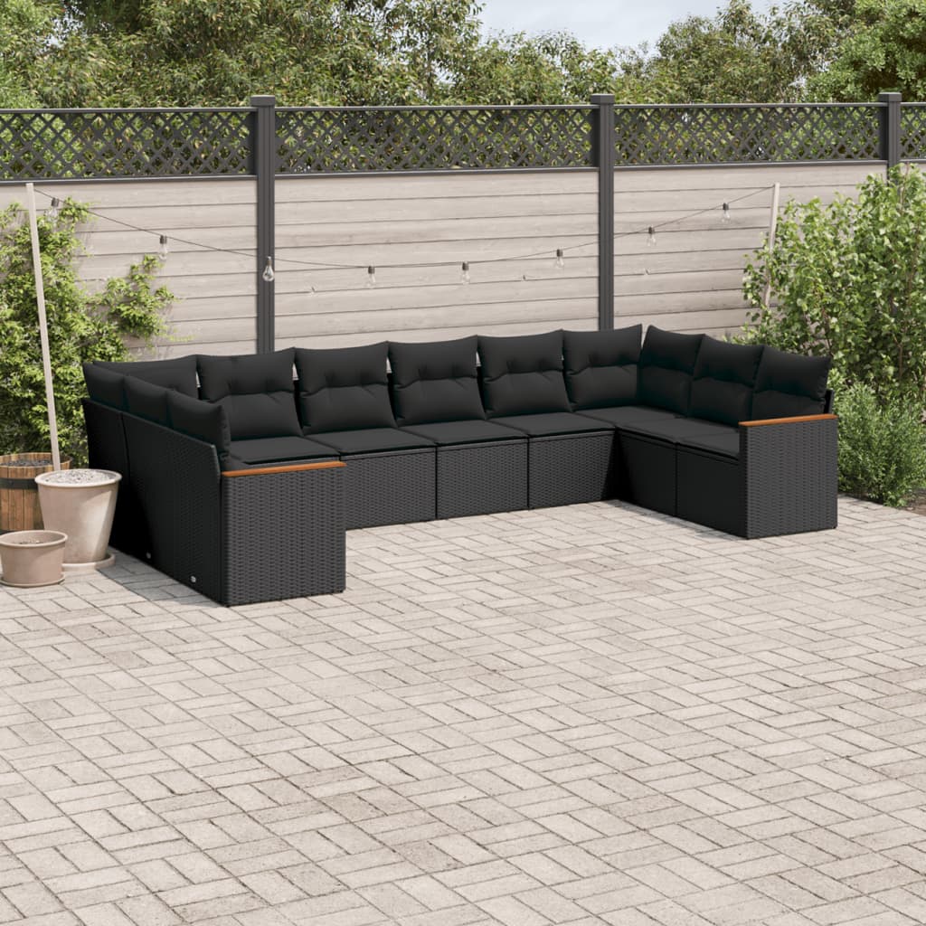 Set Mobilier De Grădină Cu Perne, 10 Piese, , Poliratan