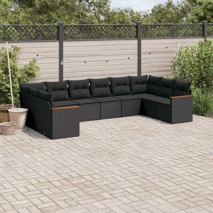Set Mobilier De Grădină Cu Perne, 10 Piese, , Poliratan