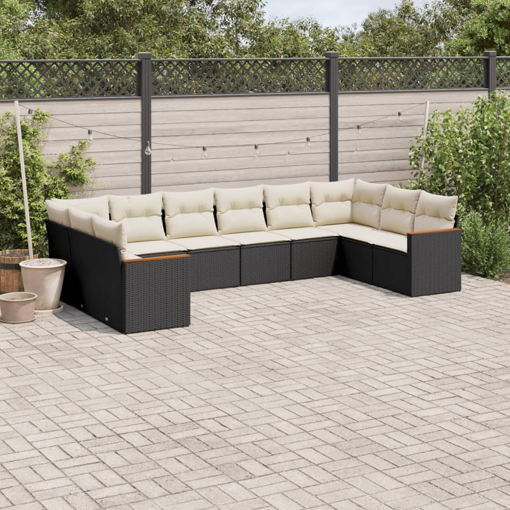 Set Mobilier De Grădină Cu Perne, 10 Piese, , Poliratan