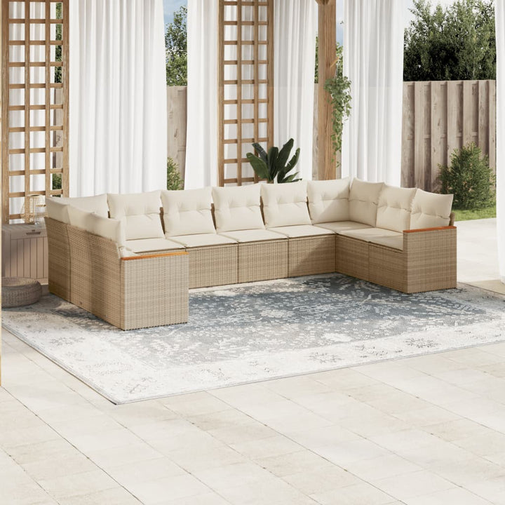 Set Mobilier De Grădină Cu Perne, 10 Piese, , Poliratan