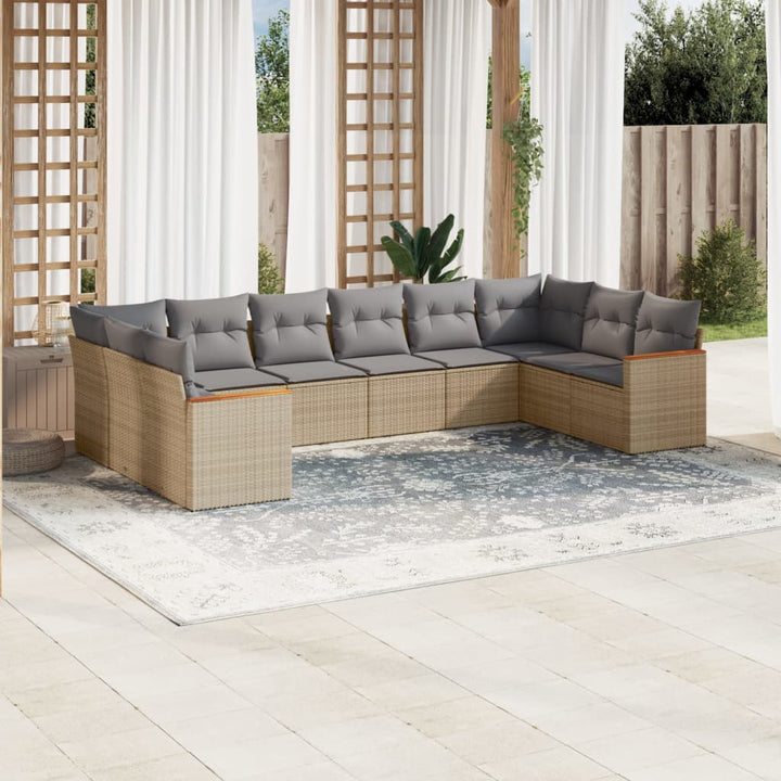 Set Mobilier De Grădină Cu Perne, 10 Piese, , Poliratan