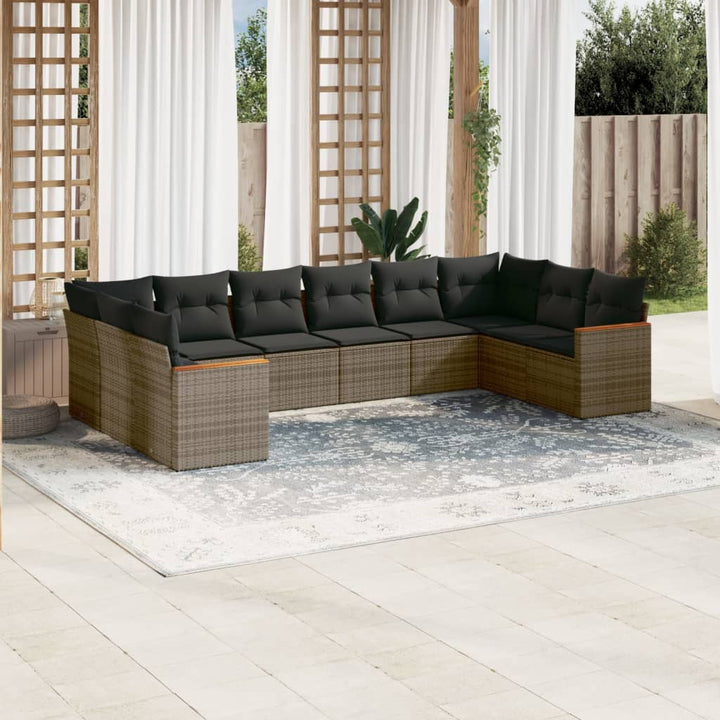 Set Mobilier De Grădină Cu Perne, 10 Piese, , Poliratan
