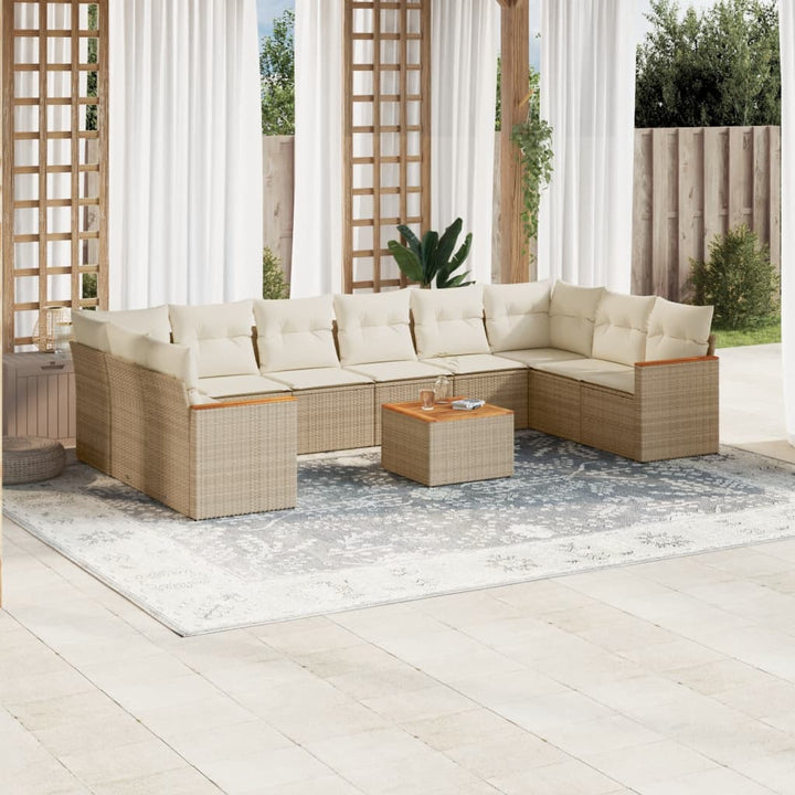 Set Mobilier De Grădină Cu Perne, 10 Piese, , Poliratan