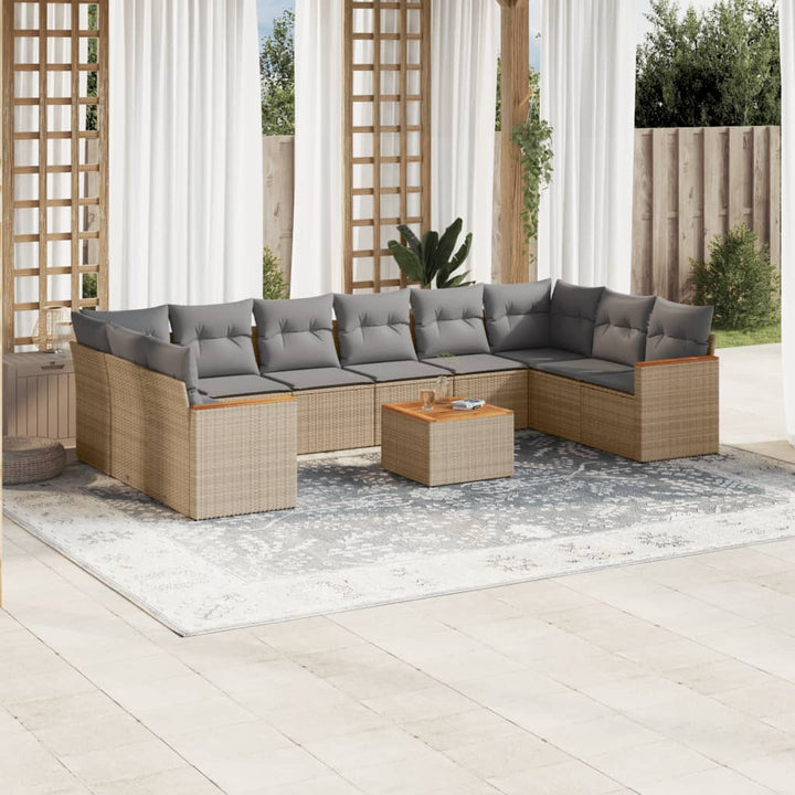 Set Mobilier De Grădină Cu Perne, 10 Piese, , Poliratan