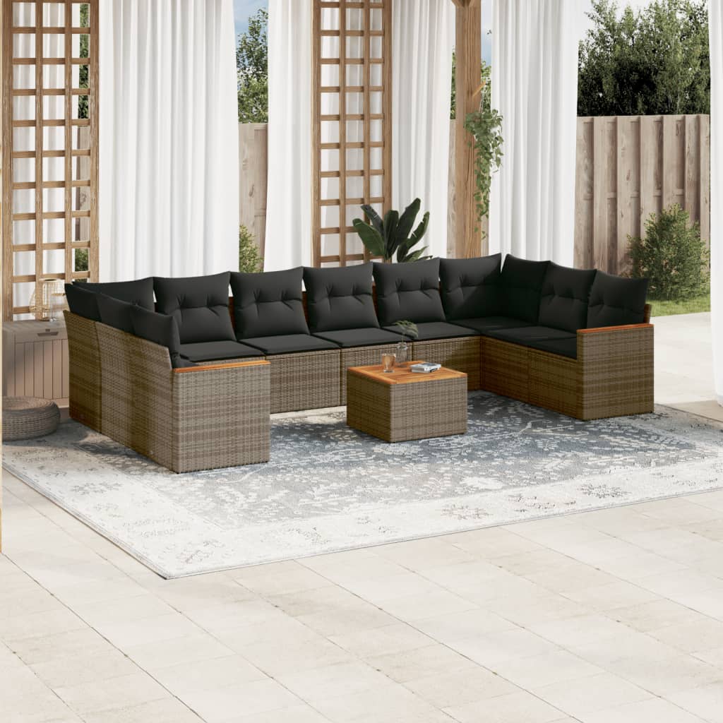 Set Mobilier De Grădină Cu Perne, 10 Piese, , Poliratan