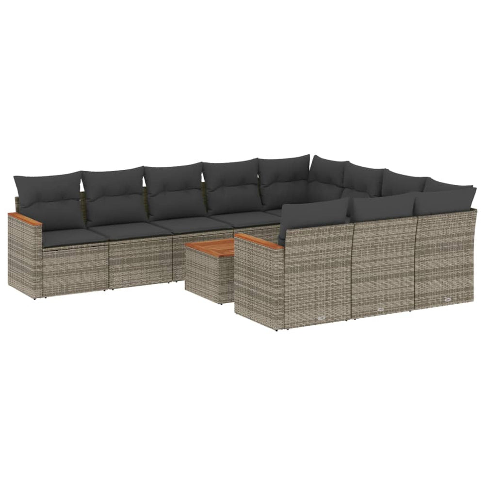 Set Canapele De Grădină Cu Perne, 11 Piese, , Poliratan