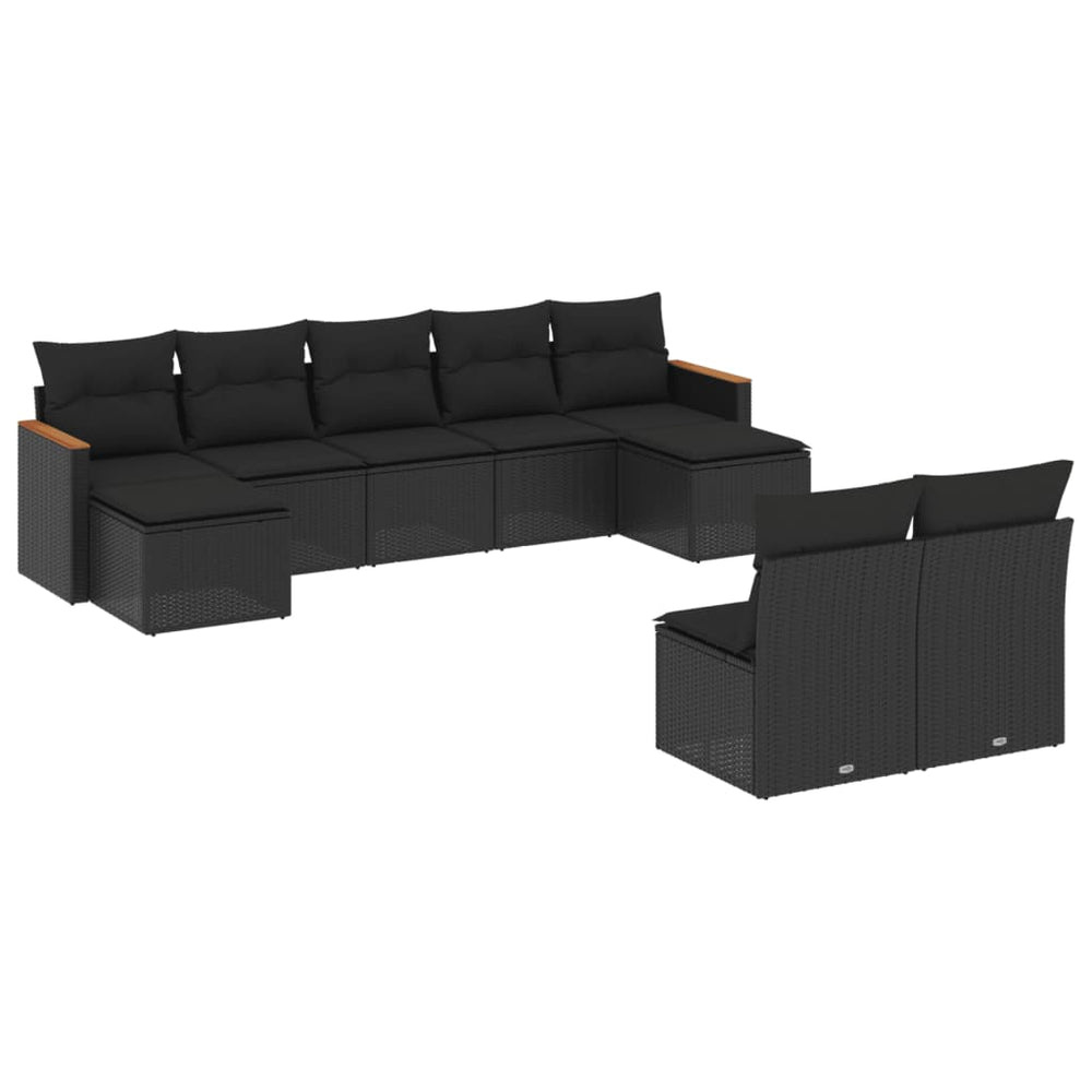 Set Mobilier De Grădină Cu Perne, 9 Piese, , Poliratan