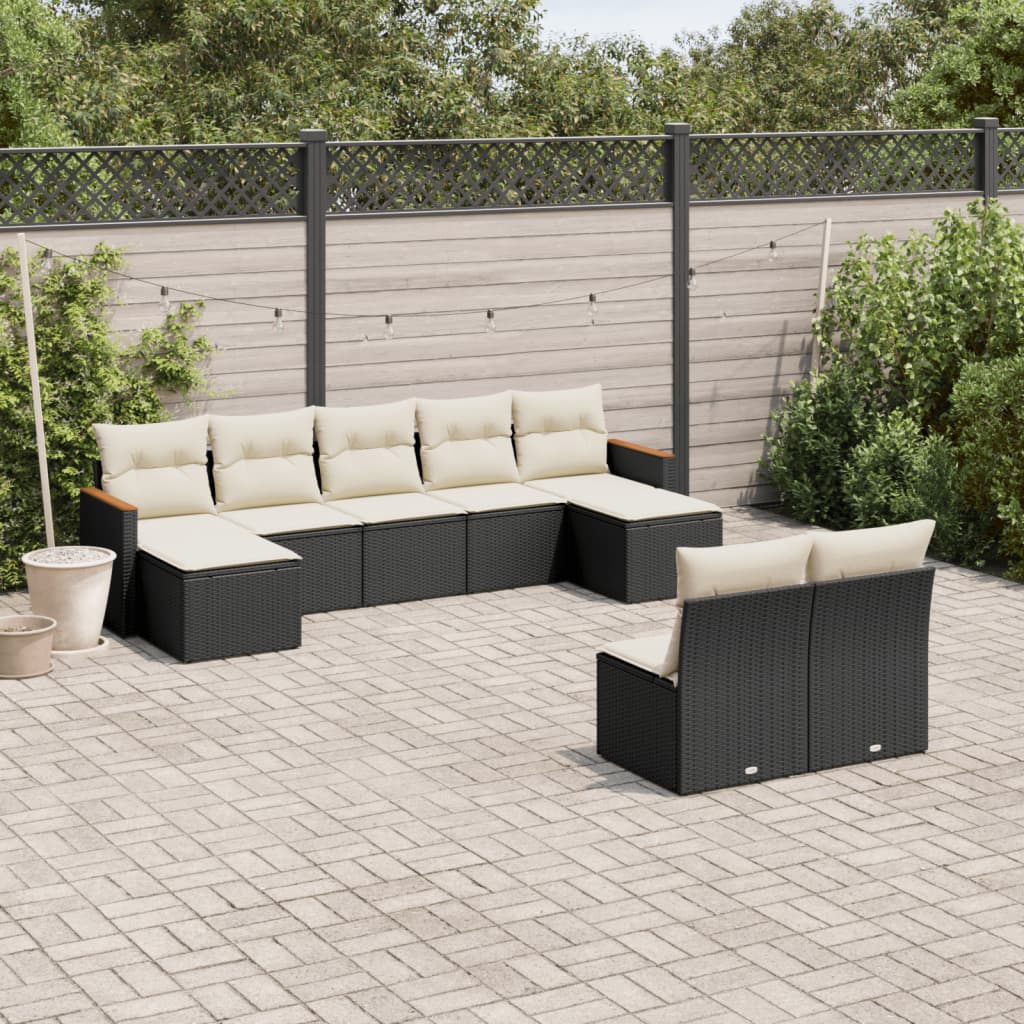 Set Mobilier De Grădină Cu Perne, 9 Piese, , Poliratan