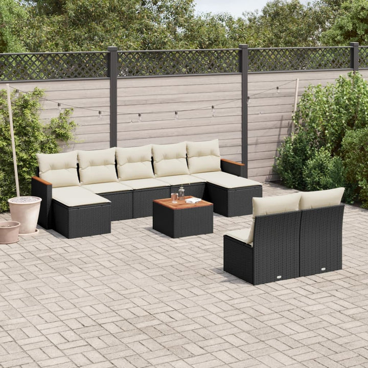 Set Mobilier De Grădină Cu Perne, 9 Piese, , Poliratan