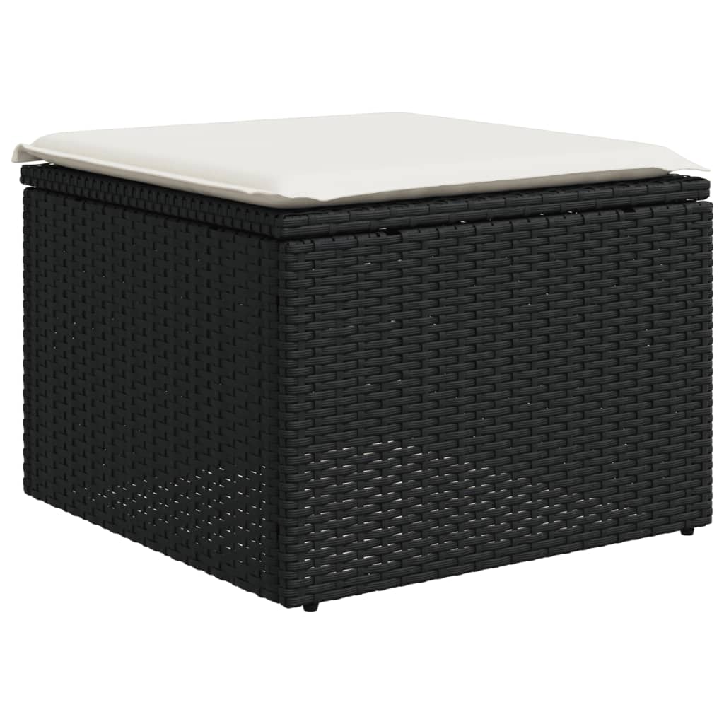 Set Canapele De Grădină Cu Perne, 10 Piese, Negru, Poliratan