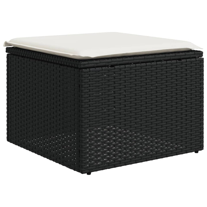 Set Canapele De Grădină Cu Perne, 10 Piese, Negru, Poliratan