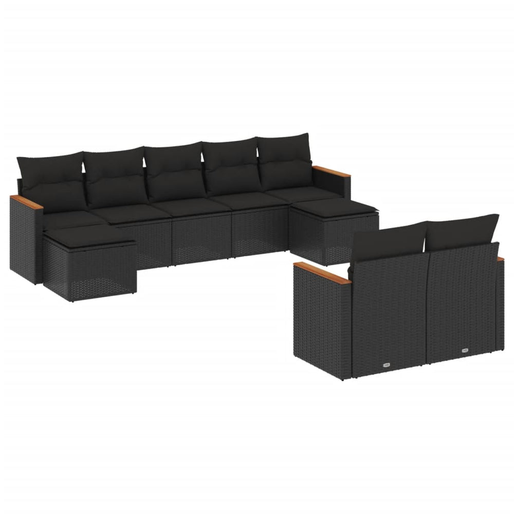 Set Mobilier De Grădină Cu Perne, 9 Piese, , Poliratan