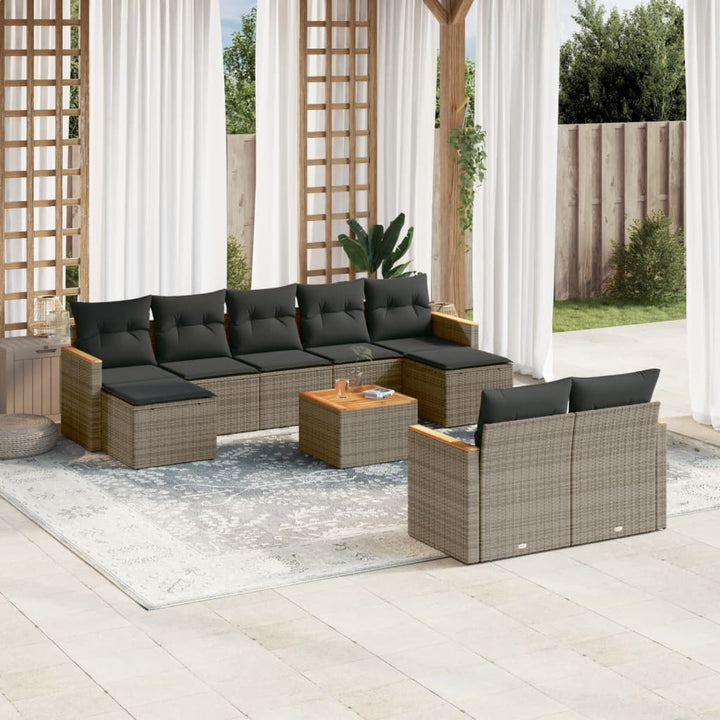 Set Mobilier De Grădină Cu Perne, 9 Piese, , Poliratan