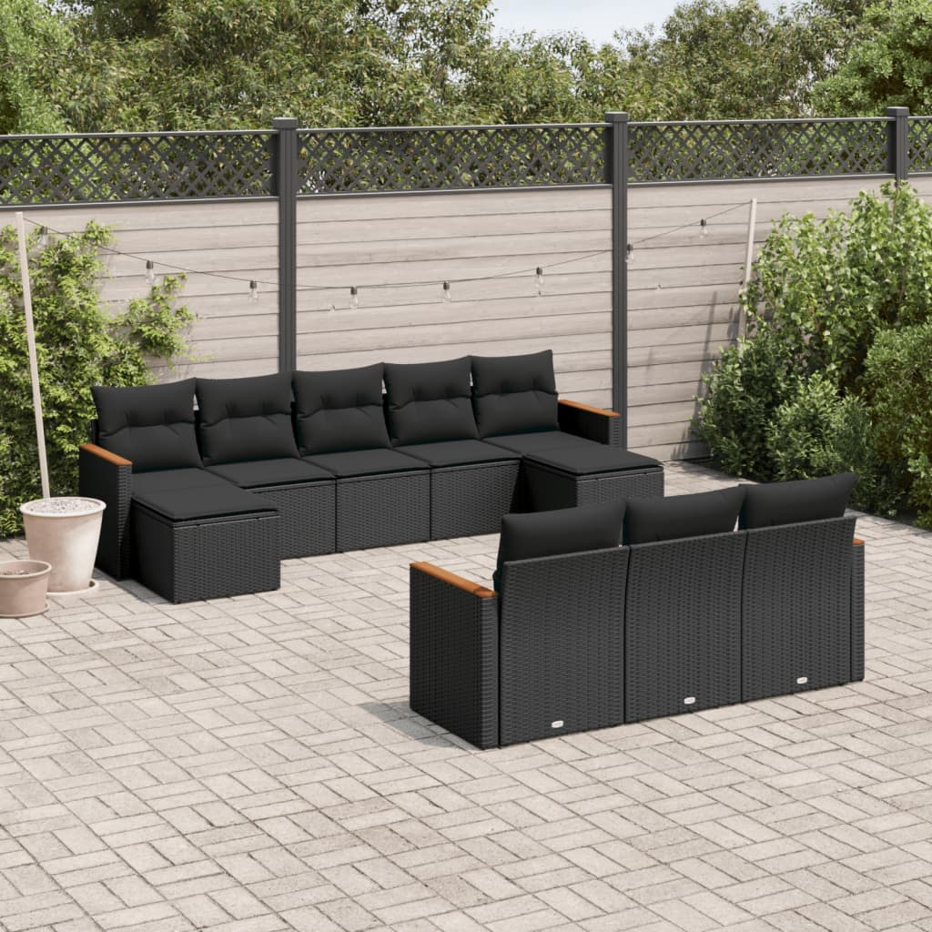 Set Canapele De Grădină Cu Perne, 10 Piese, , Poliratan