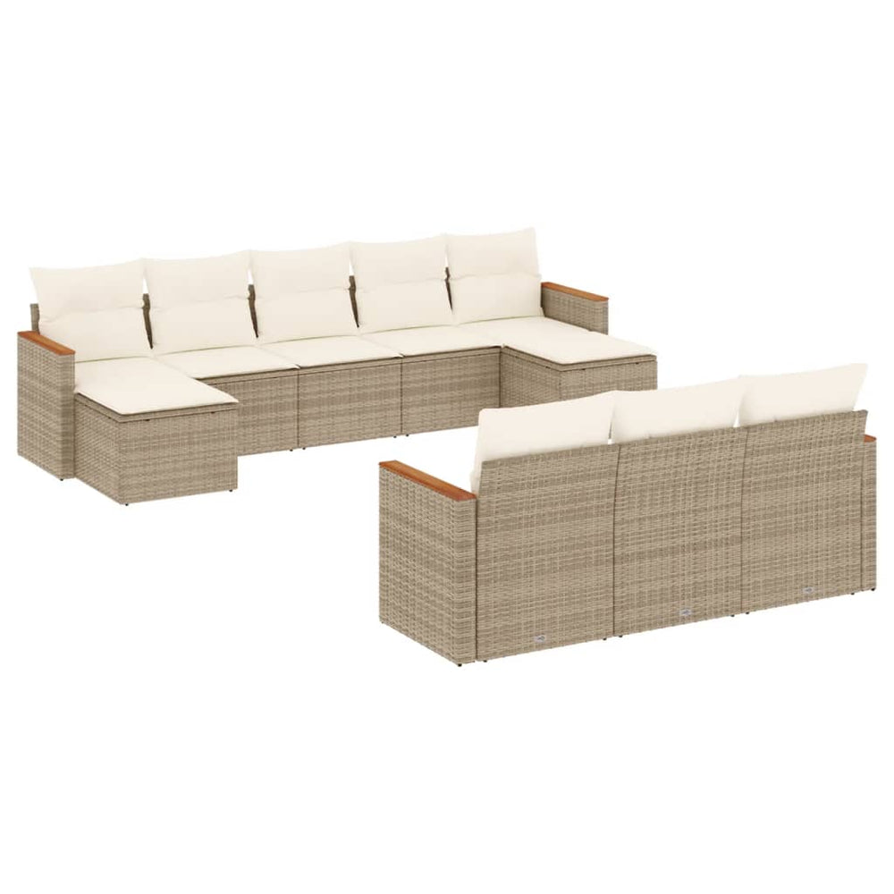 Set Canapele De Grădină Cu Perne, 10 Piese, , Poliratan