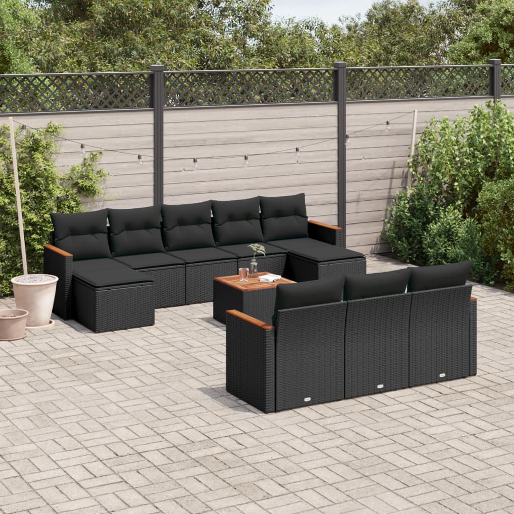 Set Canapele De Grădină Cu Perne, 10 Piese, , Poliratan