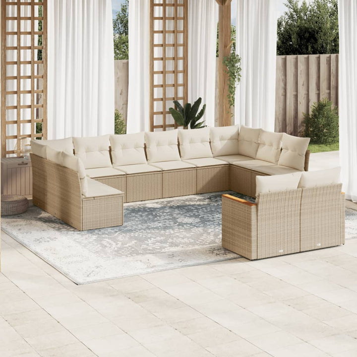 Set Canapele De Grădină, 12 Piese, Cu Perne, Negru, Poliratan