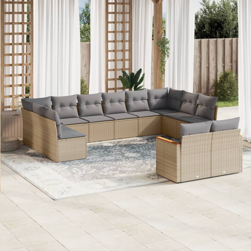 Set Canapele De Grădină, 12 Piese, Cu Perne, Negru, Poliratan