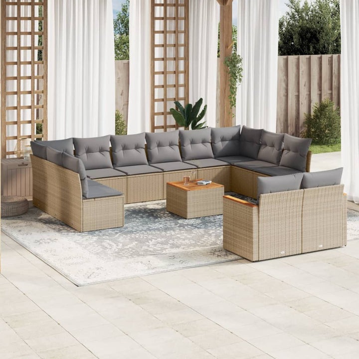 Set Canapele De Grădină, 12 Piese, Cu Perne, Negru, Poliratan