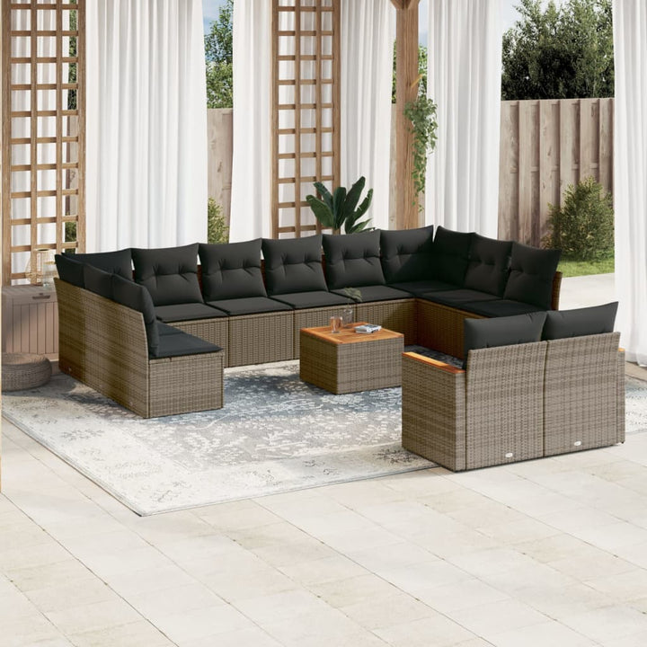 Set Canapele De Grădină, 12 Piese, Cu Perne, Negru, Poliratan