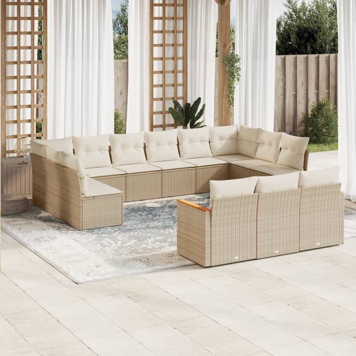 Set Mobilier De Grădină Cu Perne, 13 Piese, Negru, Poliratan
