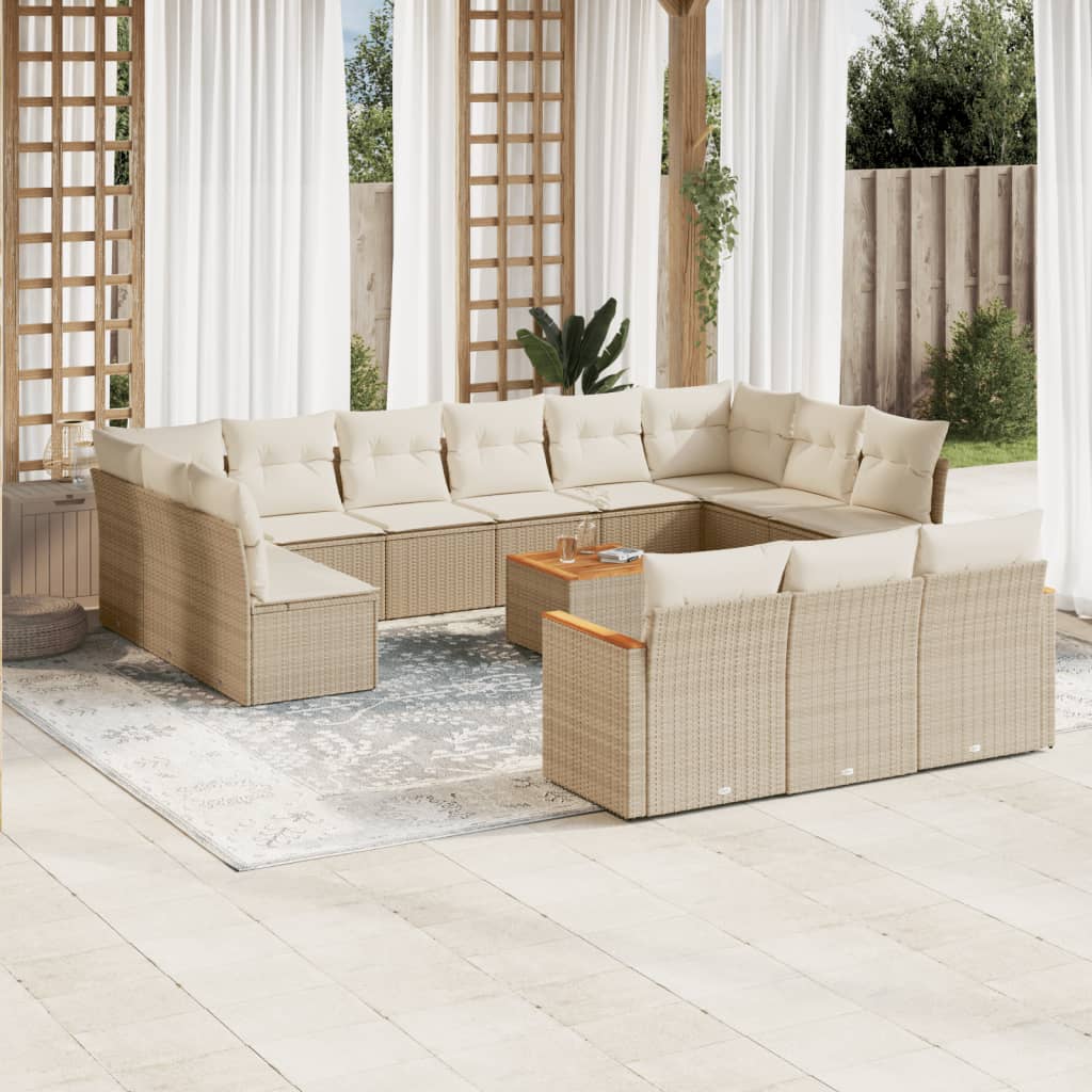 Set Mobilier De Grădină Cu Perne, 13 Piese, Negru, Poliratan